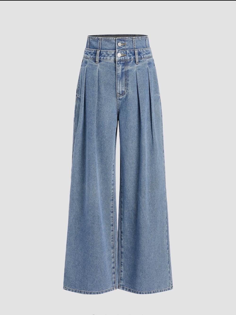 Cider Light Blue High-Waist Wide-Leg Jeans